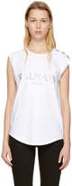 Balmain - T-shirt sans manches à logo blanc