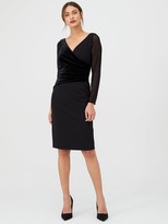 Thumbnail for your product : Gina Bacconi Velvet and Chiffon Long Sleeve Dress - Black
