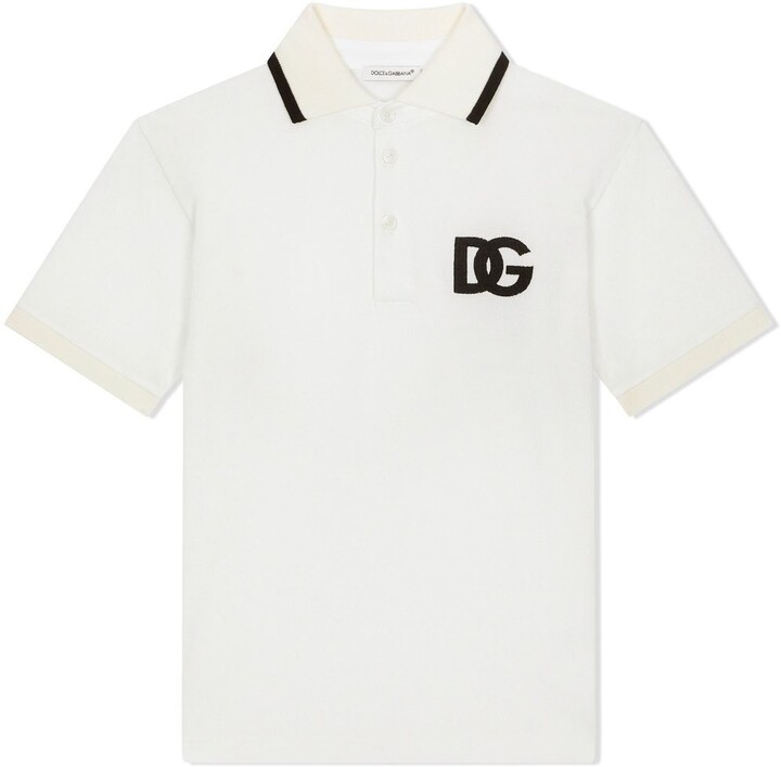 Dolce & Gabbana Children embroidered DG-logo piquet polo shirt - ShopStyle