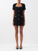 Thumbnail for your product : Self-Portrait Button-embellished Wool-blend Mini Dress - Black