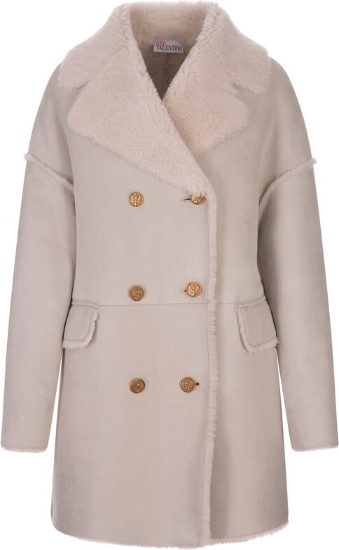 RED Valentino Double-Breasted Long-Sleeved Coat - ShopStyle