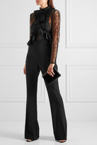 Thumbnail for your product : Balmain Ruffled Satin And Lace Top - Black