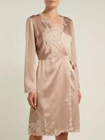Thumbnail for your product : Carine Gilson Lace Trimmed Silk Satin Robe - Womens - Light Pink