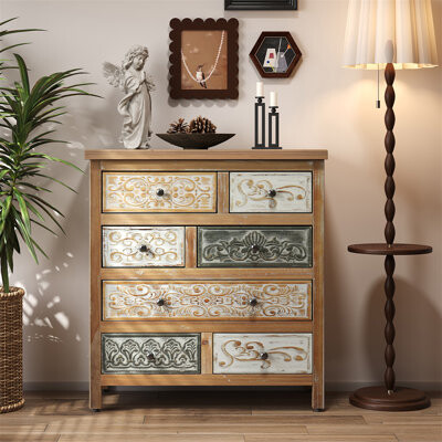 Dakota Fields Vintage Wooden Accent Chest With 6 Drawers