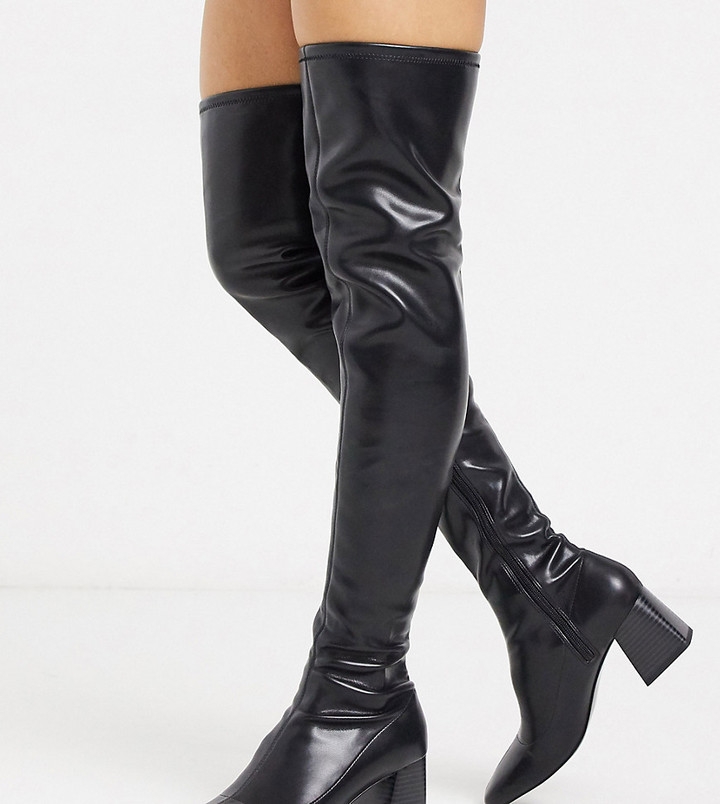 Monki over the knee boots in black ShopStyle