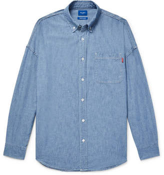 Beams Button-down Collar Indigo-dyed Cotton-chambray Shirt - Blue