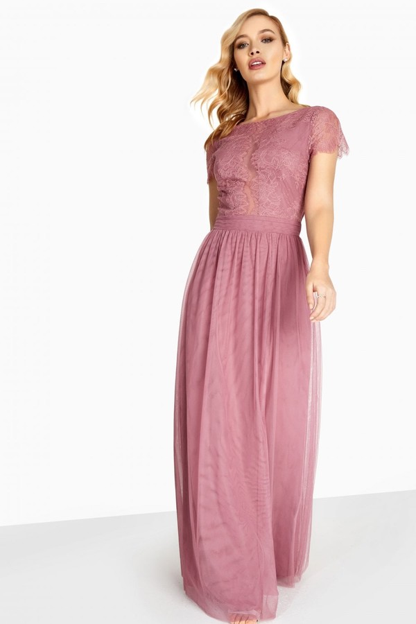 blush lace overlay dress