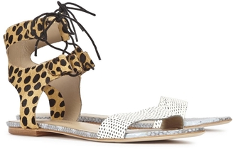 Loeffler Randall Alexa cheetah print calf hair sandals