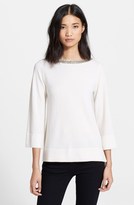 Thumbnail for your product : Autumn Cashmere Embellished Neck Cashmere Trapeze Top