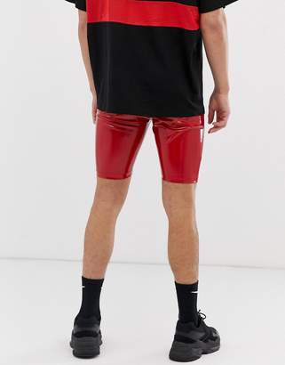 ASOS Design DESIGN megging shorts in red wet look