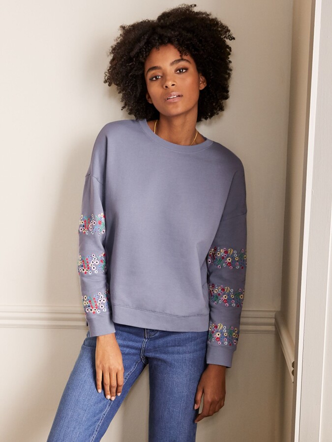 Floral Embroidered Sleeve Women's Embroidered Jumpers Boden