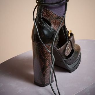 Burberry Leather and Snakeskin Cut-out Platform Boots