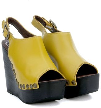 Jeffrey Campbell Snick Wedge Yellow Leather Sandal