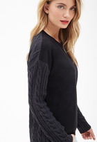 Thumbnail for your product : Forever 21 Contemporary Cable Knit-Paneled Sweater