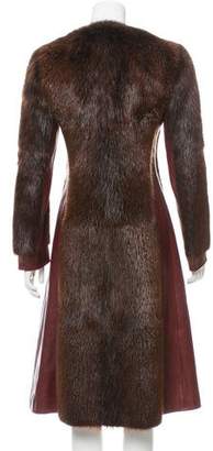 Dolce & Gabbana Leather Fur Coat