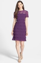 Thumbnail for your product : Alex Evenings Lace Yoke Tiered Georgette Dress (Regular & Petite)