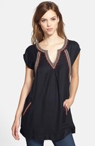 Thumbnail for your product : Lucky Brand 'Teagan' Embroidered Cap Sleeve Tunic