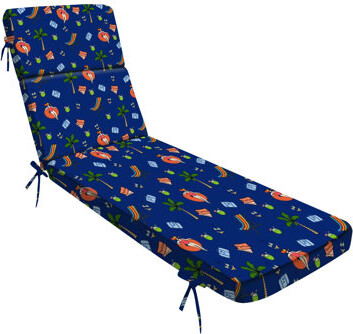 Outdoor Indoor 3'' Lounge Patio Cushion summer beach Endless hand drawn palm trees sun bed umbrella Water-Resistant Chaise Lounge Cushion for Chair P