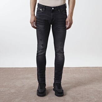 River Island Mens Black ripped skinny fit jeans - ShopStyle