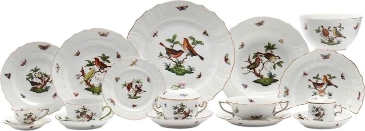 1stDibs Herend Rothschild Bird Dinnerware Set ~ 60 Pieces ~ 12 Place Settings