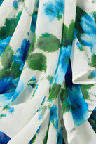 Thumbnail for your product : Richard Quinn Ruffled Ruched Floral-print Crepe De Chine And Jersey Dress - Blue