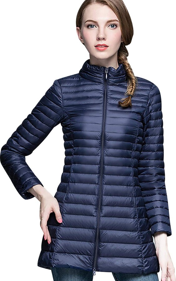 Peuignao Long Lightweight Down Jacket Womens Ultra Light Packable Hooded Down Jacket Women's