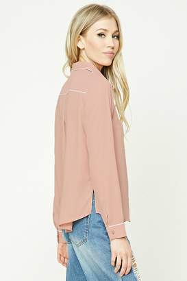 Forever 21 Buttoned Contrast-Trimmed Shirt