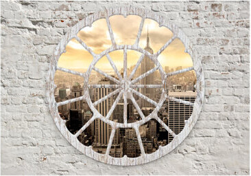 East Urban Home New York a View Through the Window Wall Mural