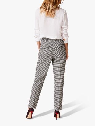 Phase Eight Ridley Dogtooth Tapered Trousers, Black/White