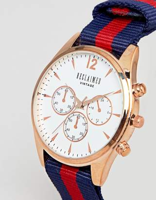 Reclaimed Vintage Inspired Chronograph Canvas Watch In Stripe Exclusive To ASOS