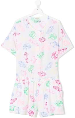 Kenzo Kids printed fitted playsuit
