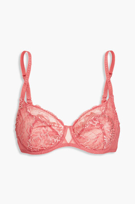Simone Perele Stretch-lace and point d'esprit underwired bra