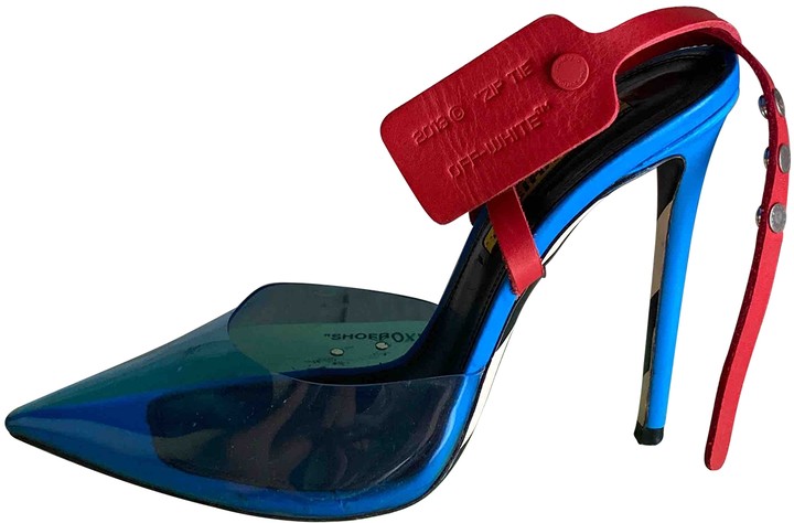 off white blue heels