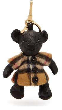 Burberry Thomas Bear Leather And Cashmere Key Ring - Womens - Brown Multi