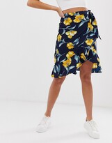 Thumbnail for your product : Qed London ruffle wrap skirt in floral