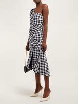 Thumbnail for your product : Jonathan Simkhai Asymmetric Gingham Print Dress - Womens - Navy White