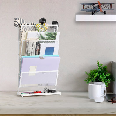 zenco homegoods Desk File Organizer 4 Tier Vertical Folder Organizer, White