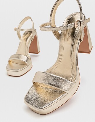 stradivarius gold sandals