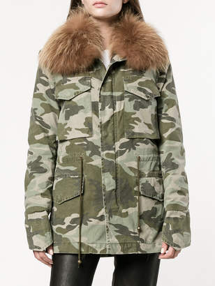 Mr & Mrs Italy Short camouflage fur lined parka