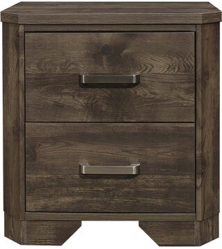 Red Barrel Studio Rustic Nightstand With Storage Drawers Clipped Corners Transitional Style Wooden Bedroom Furniture 1Pc Bedside Table