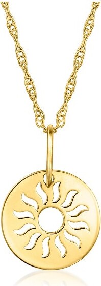 Ross-Simons PureCollectionbyRoss-Simons14ktYellowGoldSunCut-OutCharmNecklace.16inches