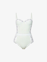 Thumbnail for your product : Tory Burch Lipsi mosaic-print sweetheart-neckline swimsuit