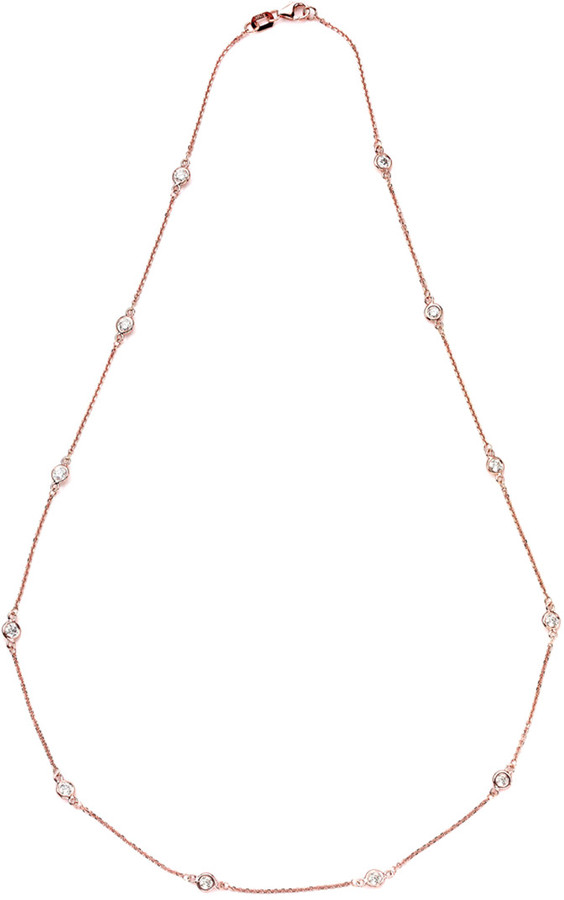 Suzy Levian 14K Rose Gold 1.30 Ct. Tw. Diamond Station Necklace