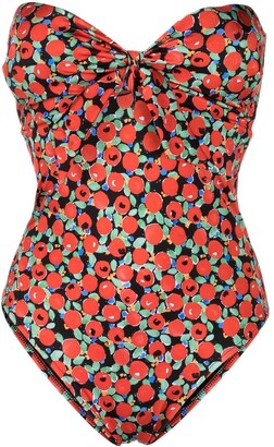 L'Autre Chose Cherry-Print Strapless Swimsuit