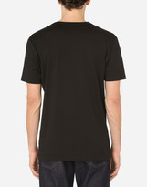 Thumbnail for your product : Dolce & Gabbana Cotton V-Neck T-Shirt With Branded Plate