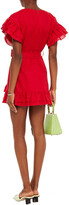 Thumbnail for your product : PALOMA BLUE Carrie wrap-effect ruffled linen mini dress