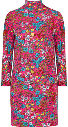 Marc Jacobs Floral-print Stretch-jersey Turtleneck Mini Dress