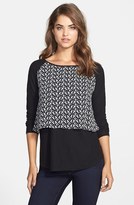 Thumbnail for your product : Vince Camuto Woodblock Print Overlay Tee