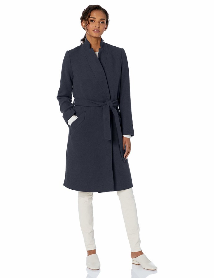 navy wool belted coat