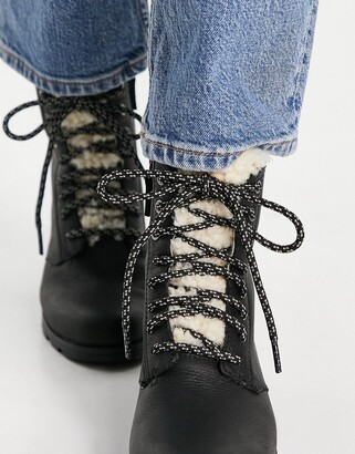Sorel emelie short lace-up cosy boots in black